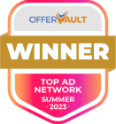 Offervault Winner badge for Top Ad Network Summer 2023 recognizing Adsteric's performance